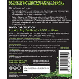 Instructions for PondMAX algae block prevents eliminates algae in ponds