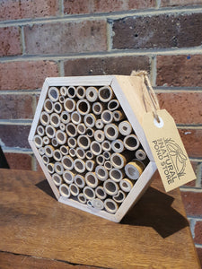 Insect hotel for bees hoverflies ladybirds natural finish 20cm bamboo fsc certified timber