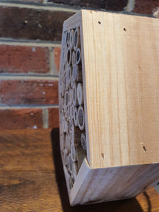 Insect hotel for bees hoverflies ladybirds natural finish 20cm bamboo fsc certified timber