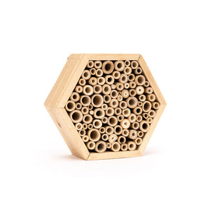 Insect hotel for bees hoverflies ladybirds natural finish 20cm bamboo fsc certified timber