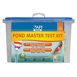 API Pond Master Test Kit measures the most important levels in your pond quickly and accurately, including pH, ammonia, nitrite, and phosphate. API Pond Master Test Kit contains over 500 tests.