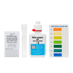 Components of API Pond Wide Range pH Test Kit quickly and accurately measures the pH of pond water, wide range test reads pH levels from 5.0 to 9.0. 160 tests included.